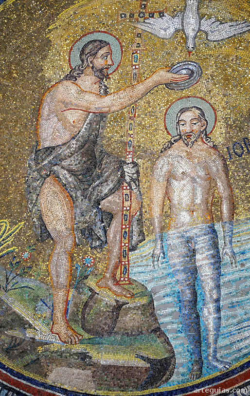 Mosaico del Bautismo de Cristo: es el gran protagonista del Baptisterio Neoniano de Rávena