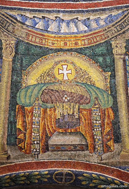 Mosaico con la iconografía conocida como "Etimasía"