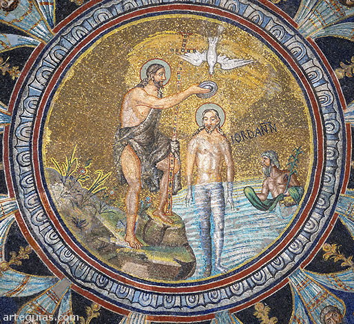 Mosaicos de la cúpula del Baptisterio Neoniano o de los Ortodoxos de Rávena