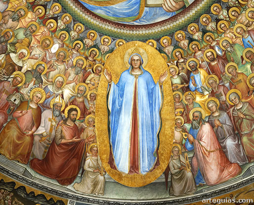 La Virgen tambi&eacute;n est&aacute; plasmada  en los frescos de la c&uacute;pula