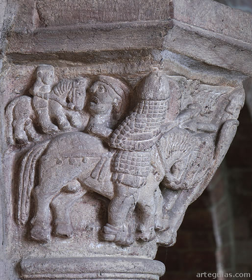 Bas&iacute;lica de Brioude: combate entre guerreros