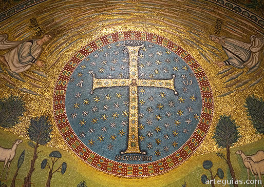 Cruz con un busto de Cristo en su centro