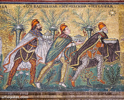 El mosaico m&aacute;s famoso de San Apolinar el Nuevo de R&aacute;vena: los Magos