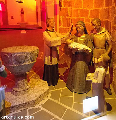 Diorama en el museo que muestra el bautismo de San Francisco Javier