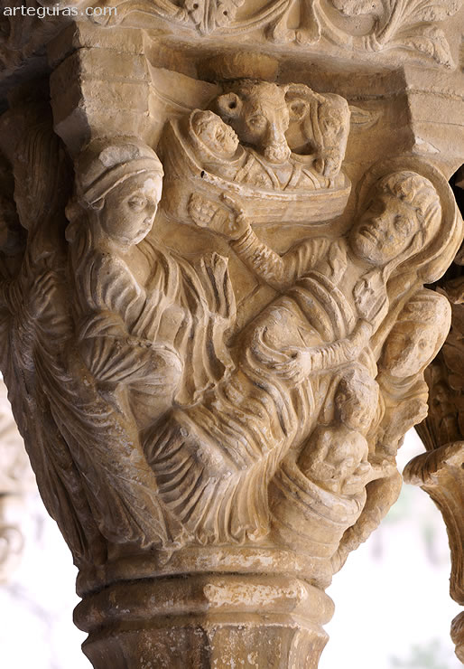 Capitel que representa la Natividad
