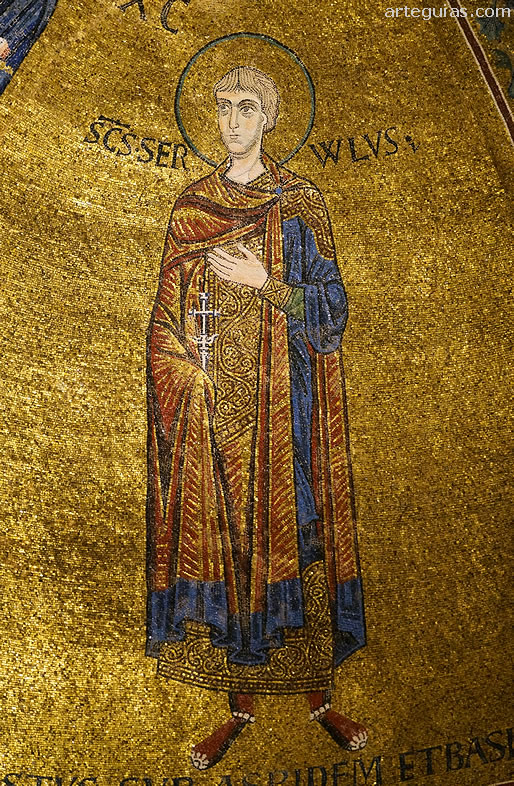 El santo San Servolo representado en un mosaico