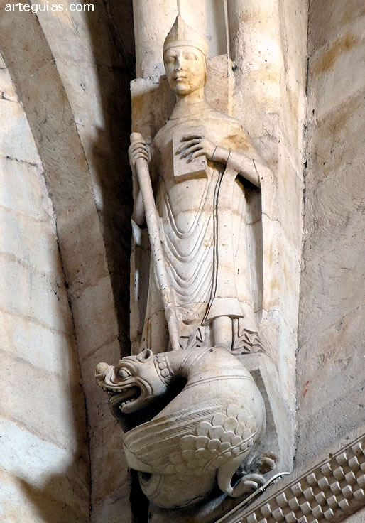 M&eacute;nsulahistoriada cin un obispo o santo alanceando a un drg&oacute;n