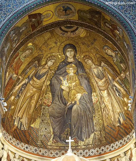 Mosaico bizantino en el &aacute;bside septentrional de la Catedral de Messina.