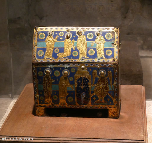 Relicario de bronce y esmaltes de Limoges