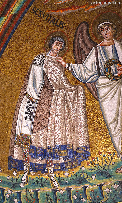 Mosaico del santo titular de la iglesia de San Vital de R&aacute;vena