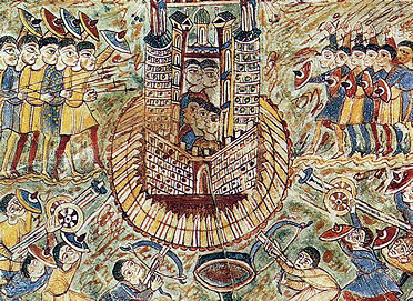 Ciudad asediada y atacada. Manuscrito del siglo X