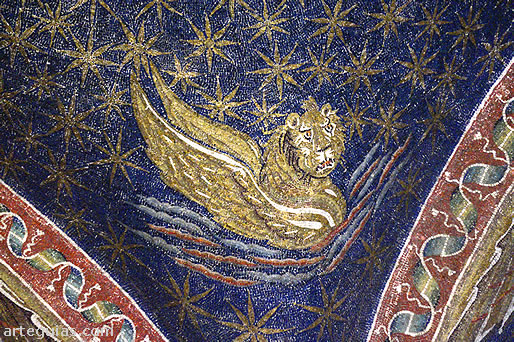 Mosaico con el le&oacute;n de San Marcos