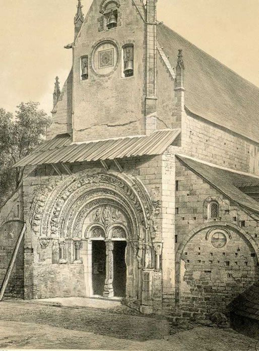 Grabado del siglo XIX que muestra el aspecto de la puerta antes de la restauraci&oacute;n