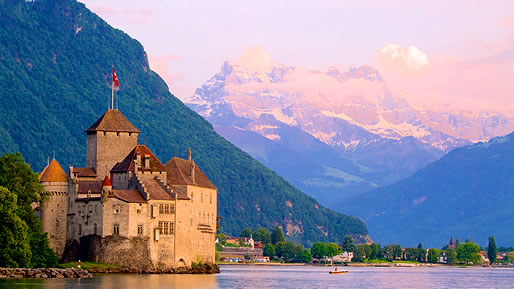 Castillo de Chillon y el LAgo Lem&aacute;n